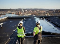solar panel with people